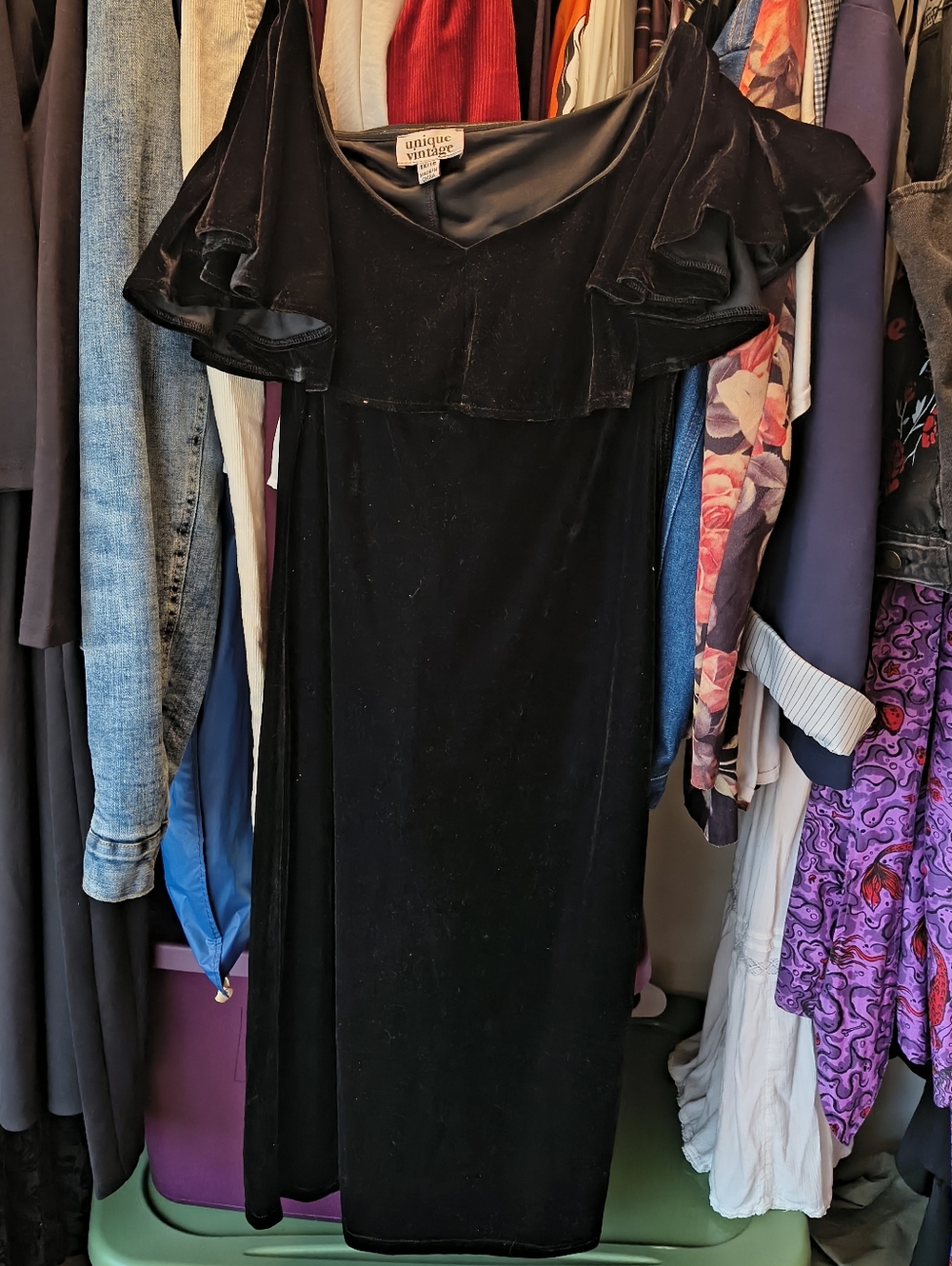 Unique Vintage Black Velvet Cocktail Dress